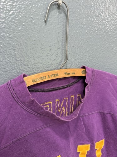 Vintage 70’s Russell Athletic Gold Label Purple Cotton Ringer Fiji Tee Shirt L - Picture 2 of 5