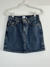 Calvin Klein Jeans 5 Pk Denim Skirt Sz 3 Cotton Double Stone Wash Blue Jean Y2K