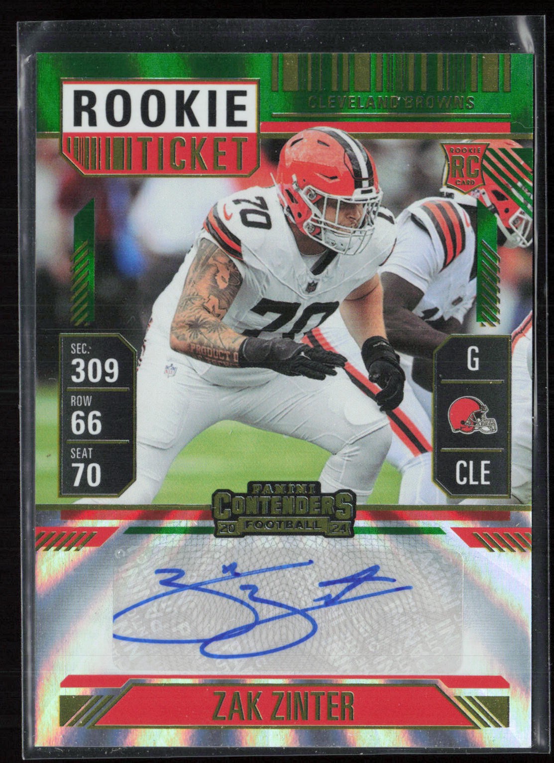 Zak Zinter Panini Contenders #231 Variation-Opening Kickoff Ticket