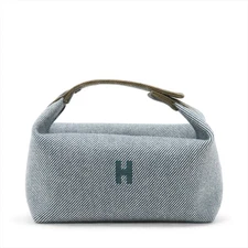 Hermès Brid A Black GM Wool Navy Blue Silver Metal Fittings