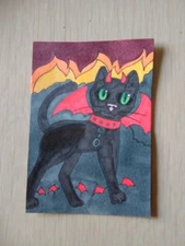 ACEO Original Acrylic Painting Landscape Miniature Art Card ATC Scenery 55 Cat