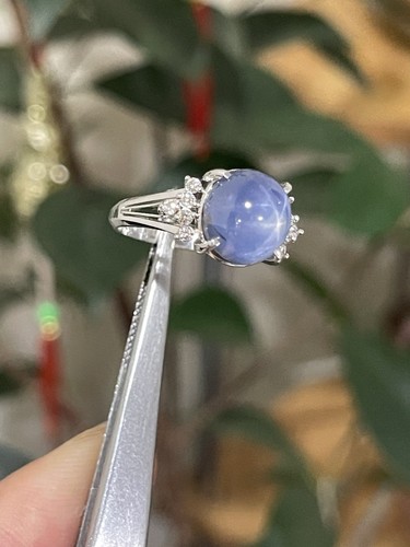 GIA Natural Blue Star Sapphire 9.57ct, No Heating,0.18ct diamond,pt900 - 第 3/24 張圖片