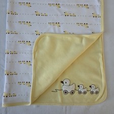 GYMBOREE 2010 Yellow 28" Baby Blanket Velour Duck Pull Toy Applique 100 Cotton