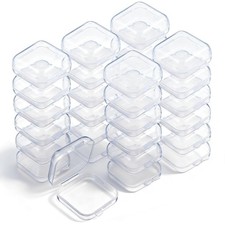 40x Clear Mini Square PP Storage Containers Jewelry Beads Earring Organizer Case