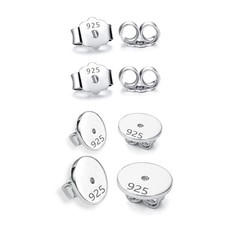 925 Sterling Silver Earring Backs Replacement Earnuts Safety Backings 4 Pr