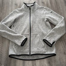NIKE Therma-Fit Jacket Womens Medium M Full Zip Gray Knit Athleisure 806983