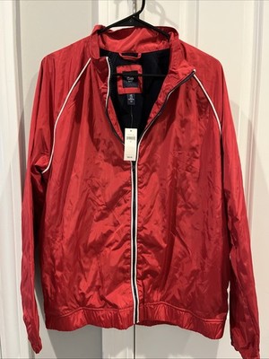Gap Windbreaker Jacket Mens M Red Lined Full Zip Long Sleeve New Free Ship