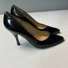 Stuart Weitzman Black Patent Leather Pointed Toe Stiletto Heel Pumps Size 9