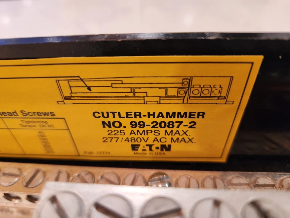 Ground bar kit Cutler Hammer 99-2085-2 Eaton 600A 277/480V *NOS* #4009D148PR5SI Foto 3 de 4