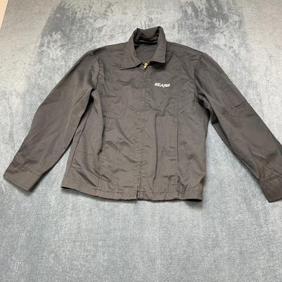 #ad Sears Employee Uniform Work Jacket Mens Small Charcoal Gray Casual Full Zip $29.74