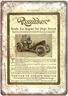 1909 Rambler Vintage Automobile Ad Retro Look Metal Sign AM8501