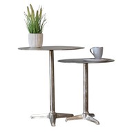Couchtisch Rund 2Er Set Sillber Vitot Metall Beistelltisch Aluminium Kaffeetisch