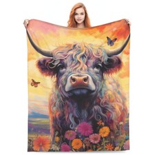 Highland Cow Blanket Highland Cow Gifts for Women Men Cozy Fuzzy Soft Lightwe...