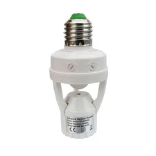PIR Prise de lumière du capteur de mouvement,E26/E27 Adaptateur de porte-ampoule Smart Lampe Auto On...
