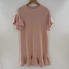 Ulla Johnson Tillie Ruffle Sweatshirt Dress Light Pink Size Small