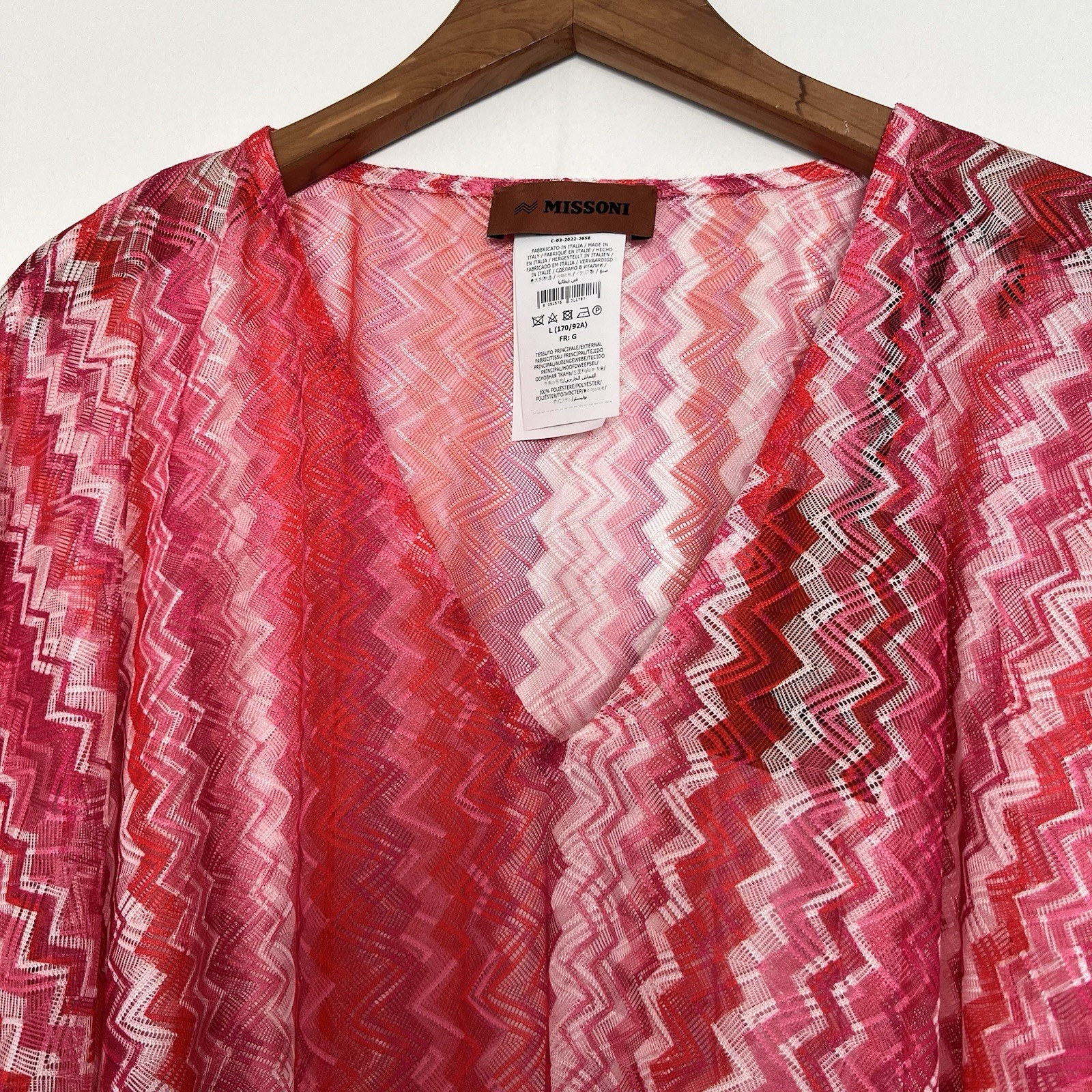 NWT Missoni Mare Zigzag Kaftan Cover Up Beach Dress Pink Multicolor Size M $760 image 5