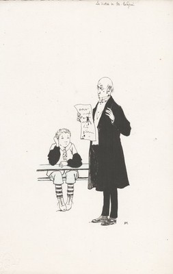 Henry Morin - Teacher Reads Something to a Student The Dictation Drawing 20th Century