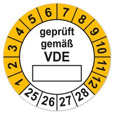 Prüfplakette geprüft nach VDE Freifeld Jahresplakette 2025–2030 Aufkleber LTD012