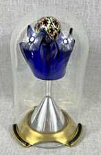 Unique Studio Art Glass Millefiori Orb Sculpture w Glass Dome Cobalt Blue 10"