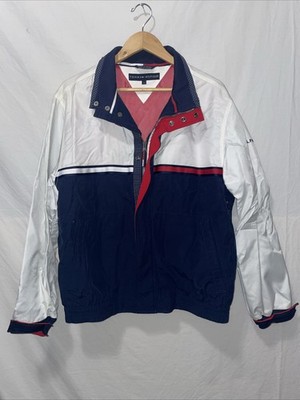 Vtg Tommy Hilfiger Mens Flag Blue 2002 Size L Wind Break Track Jacket