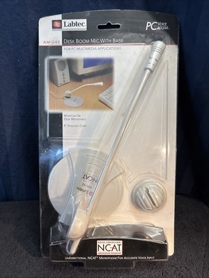 Labtec AM-242 Cable Consumer Microphone Desk Boom Mic w/ Base VTG NCAT New B6