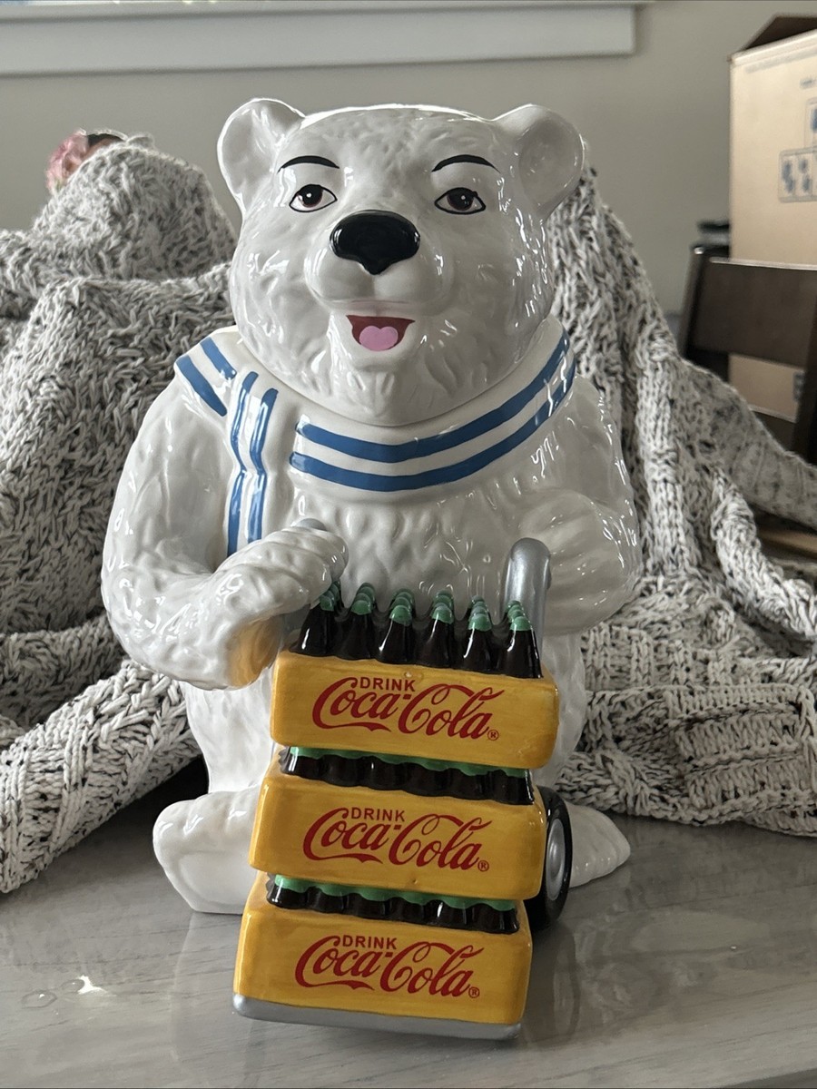 2000 Vintage Coca-Cola Collectible - Ceramic Polar Bear Cookie Jar
