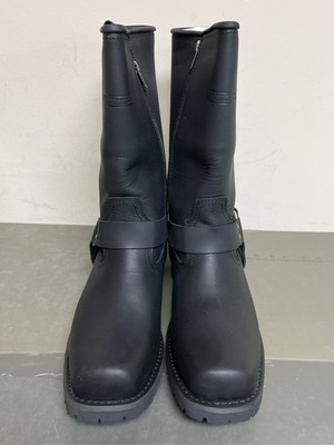 Men's Wide 10 Black Full-Grain Oiled Leather Waterproof Harness Boot