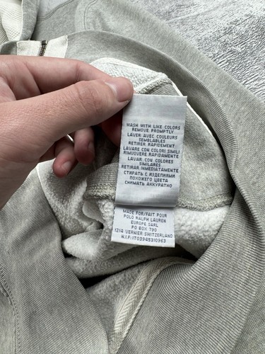 Polo Ralph Lauren Vintage 90S Grey Men M Size Y2K Basic Zip Hoodie Pullover - Picture 17 of 17