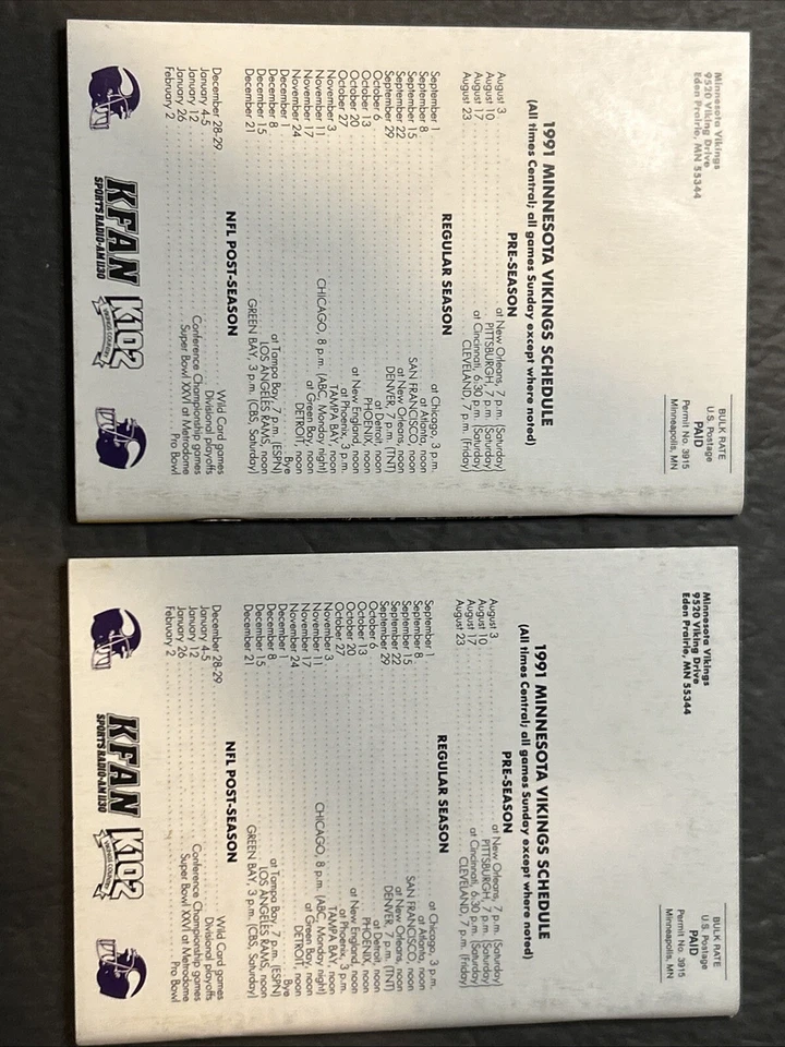 Minnesota Vikings Media Guide Lot Of 2 - 1991 - Image 2 of 4