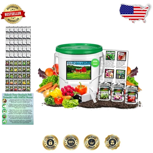 Emergency Survival Seed Vault: 20,000+ Heirloom Seeds with Online Planting Guide