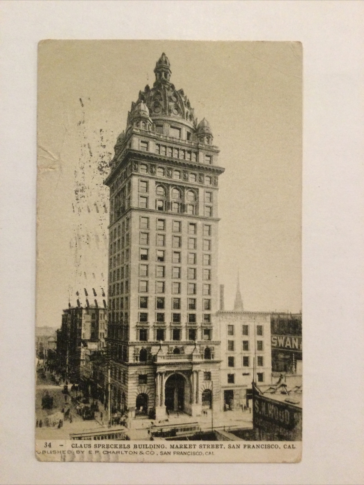 Vtg Postcard Claus Spreckels Building, Market Street, San Francisco, CA