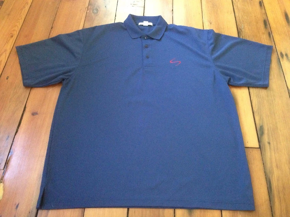 Port Authority Navy Blue Polyester Quick Dry Mens Golf Travel Polo Shirt XL 51"
