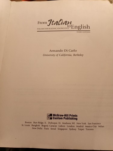 From Italian to English by Armondo Di Carlo, paperback, acceptable - Picture 2 of 4