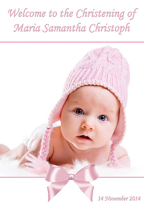 LARGE CHRISTENING BAPTISM POSTER BANNER PERSONALISED ANY COLOUR NAME PHOTO DATE