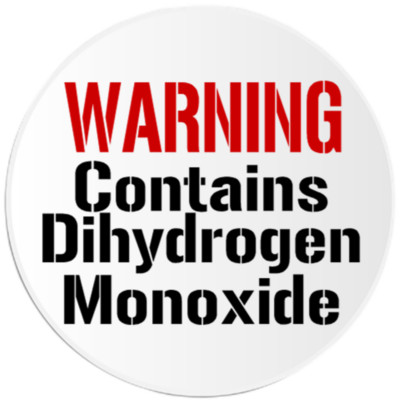 Warning Contains Dihydrogen Monoxide - 10 Pack Circle Stickers 3 Inch - H2O