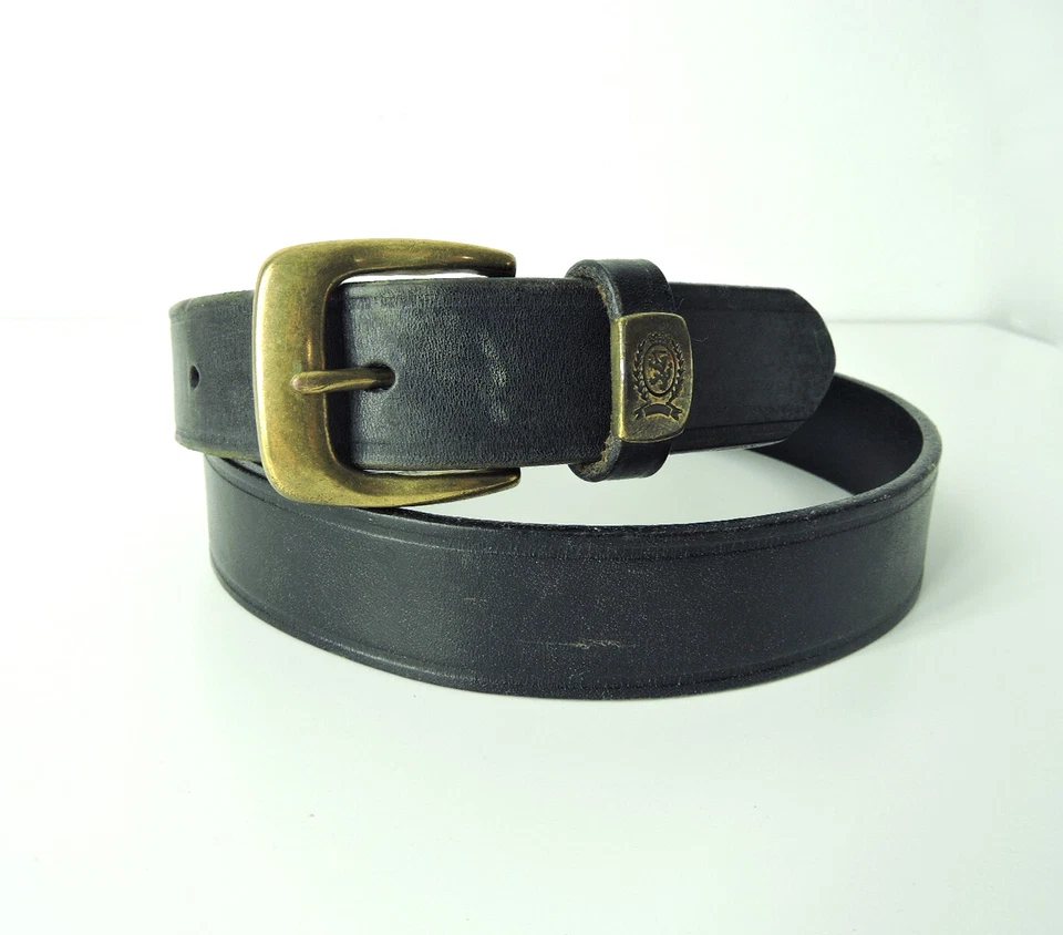 Tommy Hilfiger классический черный мужской ремень из натуральной кожи sz 38 герб логотип пряжка - Изображение 3 из 4