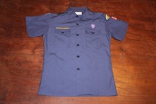 Boy Scouts of America BSA Youth Shirt Blue Large Sewn Patches Short Sleeve