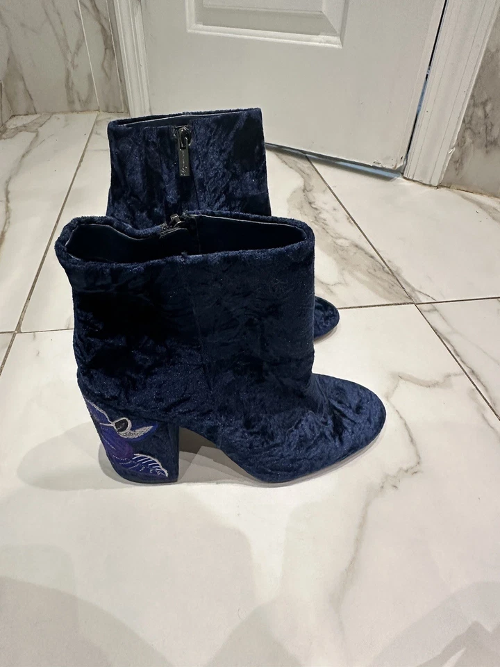 Jessica Simpson синий бархат Wazlin молнии ботинки размер 7,5 подержанные хорошее состояние товара - Изображение 2 из 4