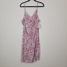 Nine West Womens Midi Floral Dress XXL Ruched Front Adjustable Strap Whimsical