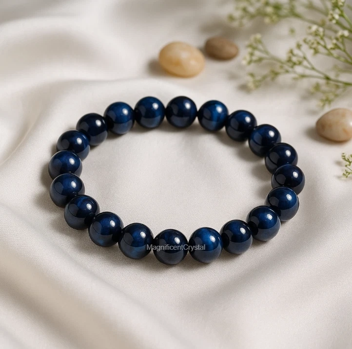 BESTSELLER 8MM Pulseira Olho de Tigre Azul Energia Cristal Pedra Cura Reiki Presentes - Imagem 4 de 4