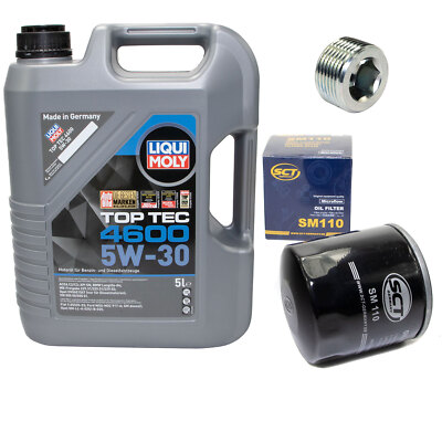 Motoröl Set 5W-30 5 Liter + Ölfilter SM 110 + Schraube für Fiat Tipo Uno Lancia