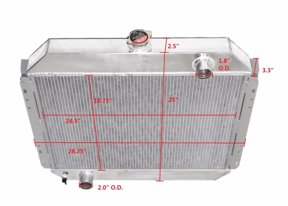 Radiador de carreras de rendimiento de aluminio de 3 núcleos para 68-79 Ford F-100 F-150 F-250 V8 Foto 4 de 4