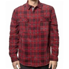 *NWT* Voyager Mens Sherpa Lined Polar Fleece Shirt Jacket (BIKING RED, MEDIUM)