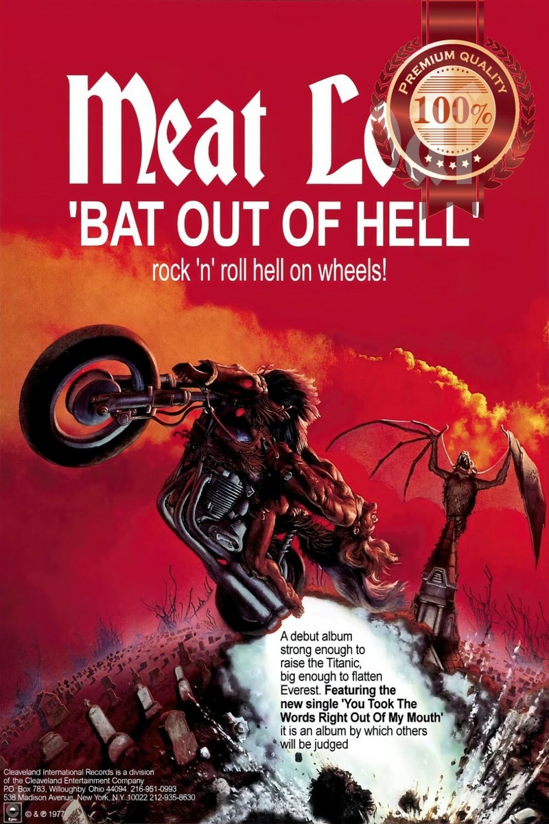 MEAT LOAF BAT OUT OF HELL 1977 70s ORIGINAL BAND MUSIC PRINT