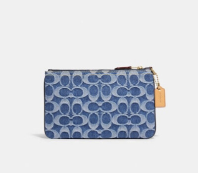 ❤️Coach Small Wristlet In Signature Denim B4/Indigo Midnight