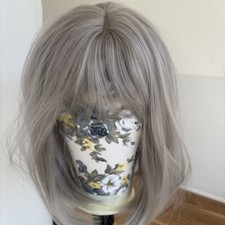 Heat Resistant Hair Bob Straight Grey Cosplay Party Wig With