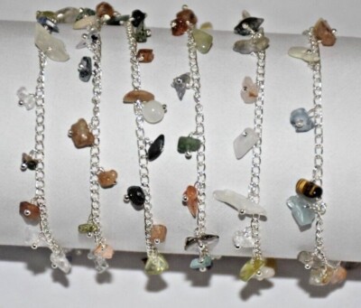 bulk beaded dangle Rosary chain, multi chips beads jewelry making belly chain