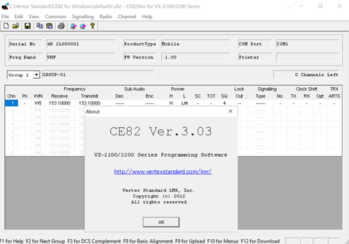 VERTEX CE82 v3.03 + v1.10w RADIO PROGRAMMING SOFTWARE DOWNLOAD VX-2100 / VX-2200