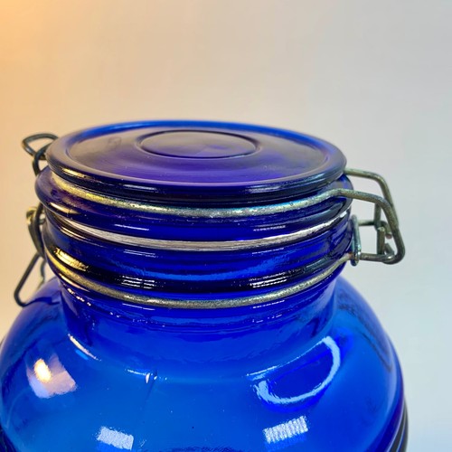 Cobalt Blue Cracker Barrel Style Glass Canister Jar 3 QT Cookies Flour Sugar - Picture 15 of 23