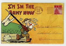 1943 World War II Im In The Army Now Postcard Folder #F66